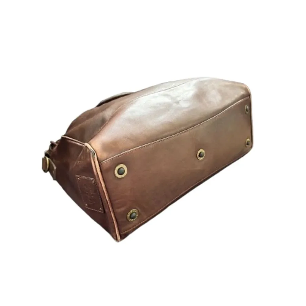 Bosca Brown Italian Leather Briefcase Men's Messenger Bag Tote Laptop Satchel